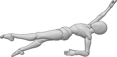 Pose Reference- Female backstroke swimming pose - Female is backstroke swimming in the water