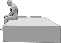 Posen-Referenz- Mann sitzt auf Bett - Mann sitzt traurig auf dem Bett