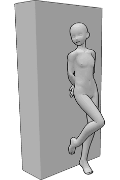 Posen-Referenz- Rücken gegen die Wand Pose - Anime Basis männlich stehend mit dem Rücken gegen die Wand Pose