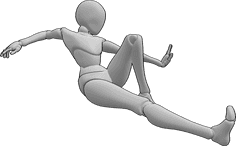 Referencia de poses- Postura de patada femenina - Mujer saltando y pateando al correr, pose de lucha dinámica femenina