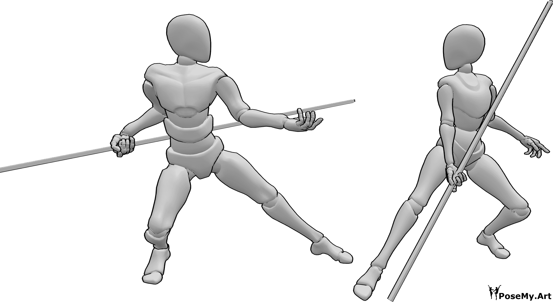 Referência de poses- Pose de luta de homem e mulher - A fêmea e o macho começam a lutar pose