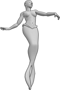 Référence des poses- Sirène dansant en regardant la pose de gauche - Siren danse en levant les mains et en regardant vers la gauche.