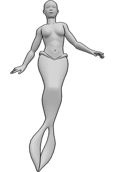 Referencia de poses- Mujer sirena dibujo pose - Mujer sirena pose, sirena simple dibujo de referencia