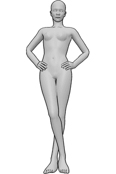 Referencia de poses- Mujer piernas cruzadas pies pose - Mujer de pie con las piernas cruzadas, pies dibujando referencia