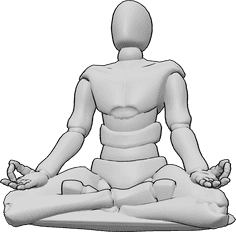 Pose Reference- Meditating hand pose - Male is sitting and meditating, touching his index finger and thumb together
