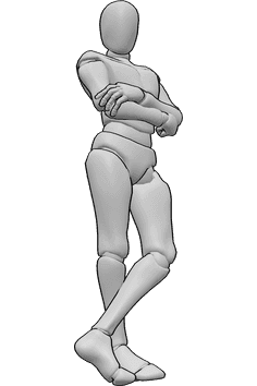 Referencia de poses- Postura masculina con las piernas cruzadas - Hombre de pie con los brazos y las piernas cruzadas, referencia de dibujo de piernas masculinas