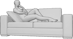 Pose Reference- Female thinking pose - Female is lying on the couch and thinking, female nude drawing reference