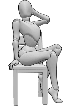 Référence des poses- Femme assise sur une chaise - Femme assise sur une chaise pose