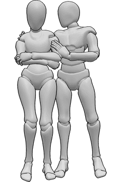 Pose Reference- Female freezing pose - Female is freezing and the male is trying to warm her up