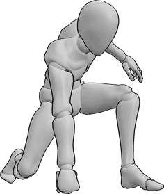 Referencia de poses- Postura de poder de aterrizaje masculino - Macho está aterrizando en su puño, macho pose de poder