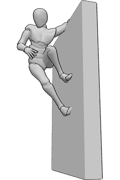 Référence des poses- Pose d'accrochage d'un mâle sournois - L'homme sournois est accroché au mur, regardant quelque chose, pose sournoise de l'homme.