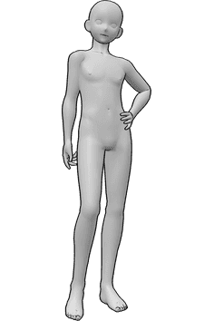 Référence des poses- Homme animé confiant posant debout - Homme animé confiant, pose décontractée debout