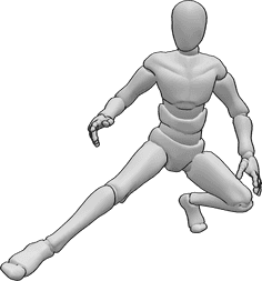 Référence des poses- Pose accroupie dynamique de l'homme - Pose accroupie dynamique de l'homme