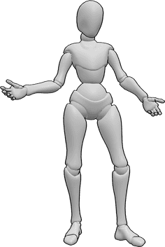 Pose Reference- Female confused gesture pose - Female "I don't understand" standing confused, gesture arm pose