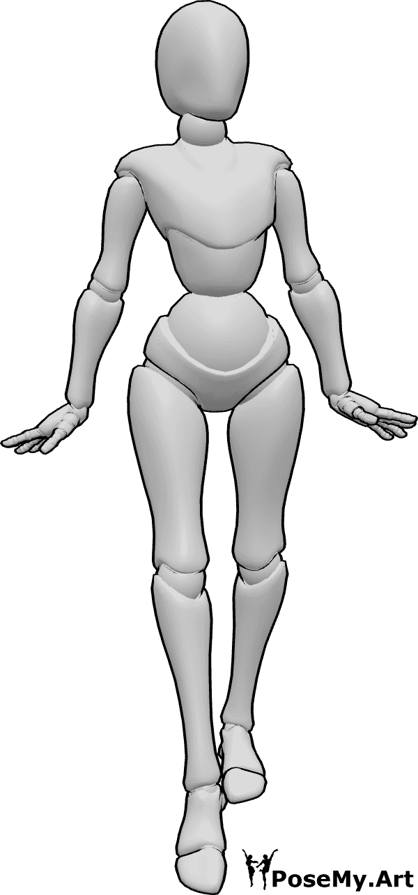 Riferimento alle pose- Posa femminile sicura di sé - La bella femmina è in piedi e mostra le gambe in posa