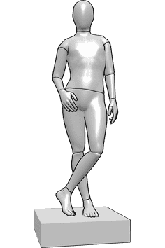Pose Reference- Casual male mannequin pose - Male mannequin is standing with crossed legs, his right hand is in his pocket