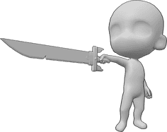 Riferimento alle pose- Chibi che punta la spada - Chibi è in piedi con sicurezza e punta la spada nella mano destra.