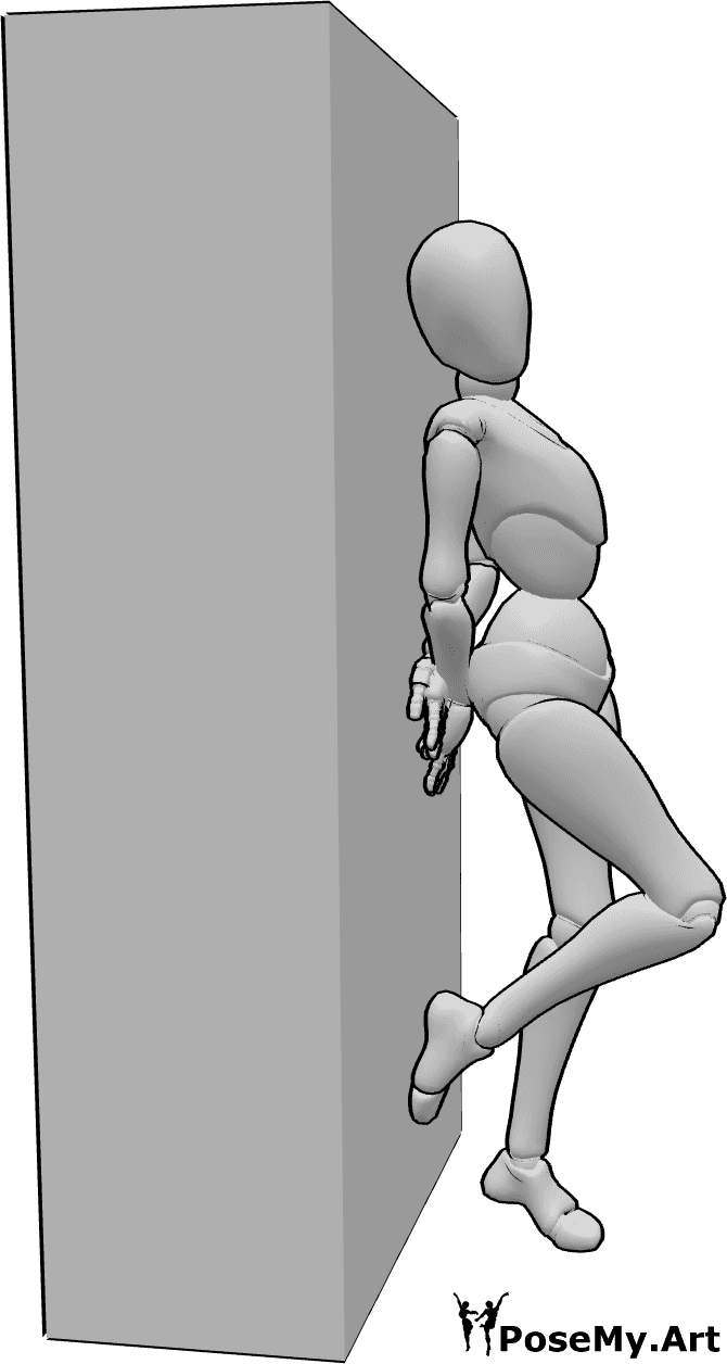 Riferimento alle pose- Donna in piedi contro il muro - Donna in piedi contro un muro in una posa carina